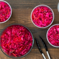 Lacto-fermented Cabbage, Red Beet, and Carrot Sauerkraut